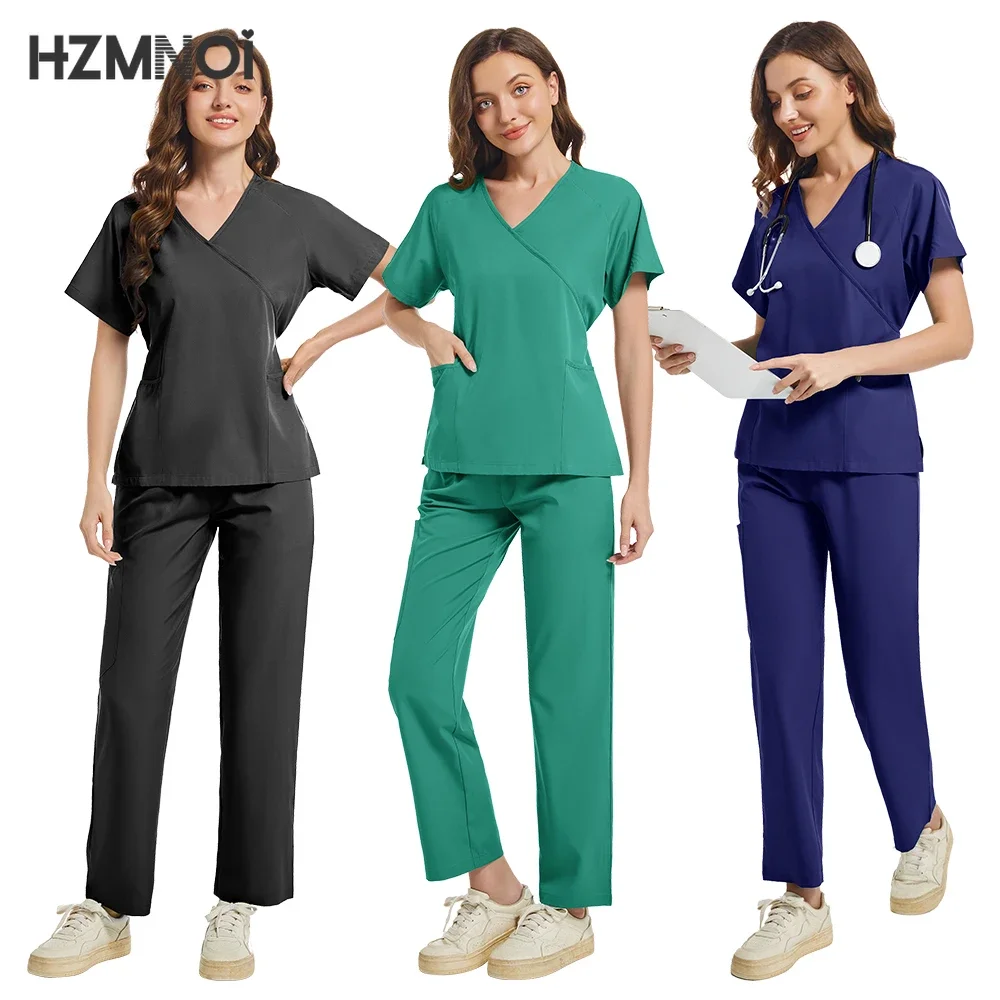 

Hot Sale Anti Wrinkle Washable Soft Fabric Dentist Nurse Scrubs Workwear Hospital Medical Scrub Uniform Women Jogger Scrubs Sets