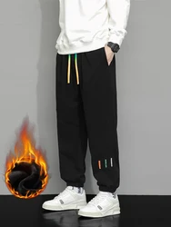 Winter Men's Sweatpants Warm Joggers Big Size 8XL 7XL 6XL Fleece Liner Cotton Sports Pants Colorfull Drawstring Thermal Trousers