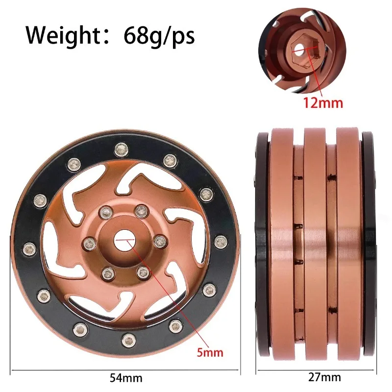 

1.9" Metal Beadlock Wheels Rims w/Tornado Holes -Premium for 1/10 RC Crawler -Fits Axial RC4WD SCX10, TRX4/6