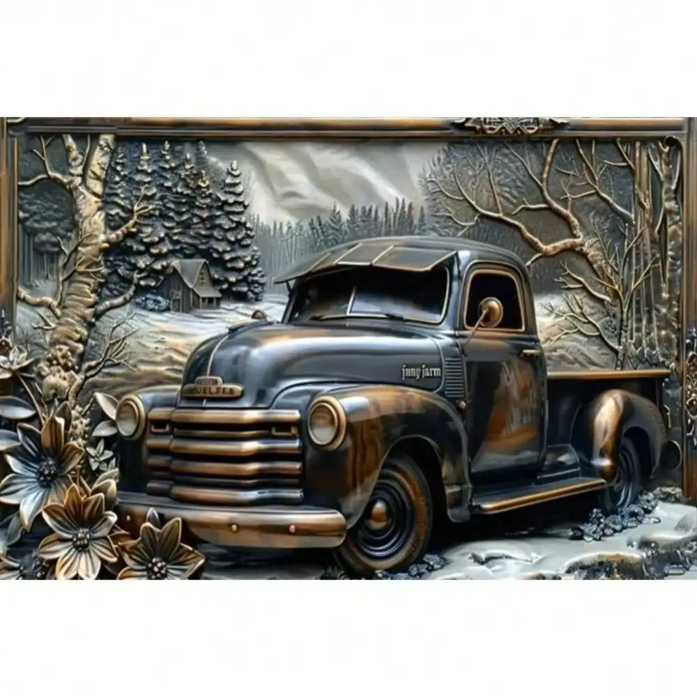 لافتة معدنية لشاحنة الالتقاط العتيقة - ديكور حائط كلاسيكي مثالي للمنازل والمقاهي والمكان الخارجية، لهجة فنية للشاحنة الكلاسيكية #5