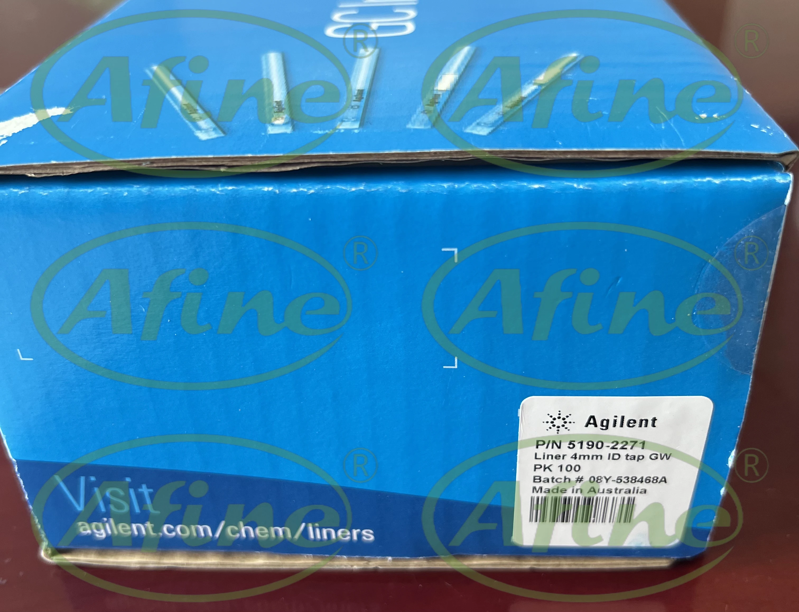 AFINE Agilent 5190-2271 Splitless Inlet Liner, Single Taper, Deactivated, Glass Wool, 100/pk