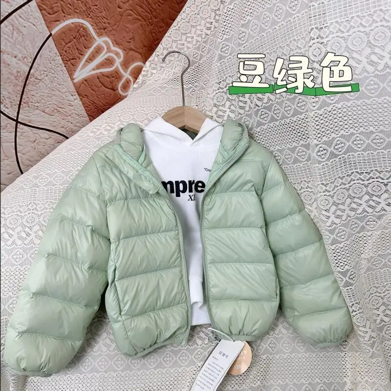 가을 겨울 소년 소녀 패딩 재킷 순수한 색상 코트 따뜻한 두꺼운 후드 재킷 편안한 4-12 세 어린이 의류