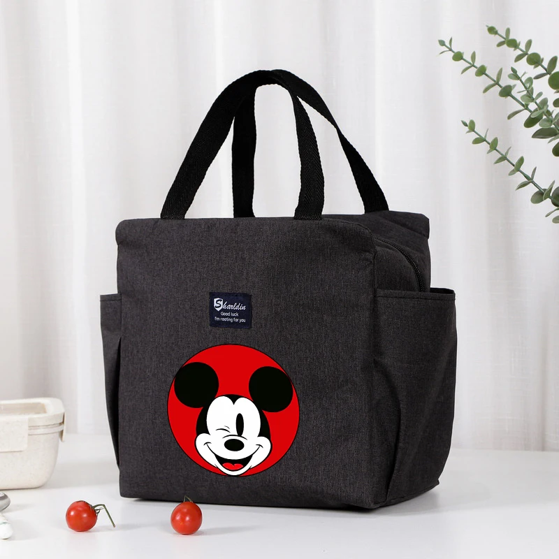 Disney Mickey Minnie Mouse Insulated Lunch Bag Aluminum Foil Meal Pack Student Portable Food Storage Thermal Box Large Capacity