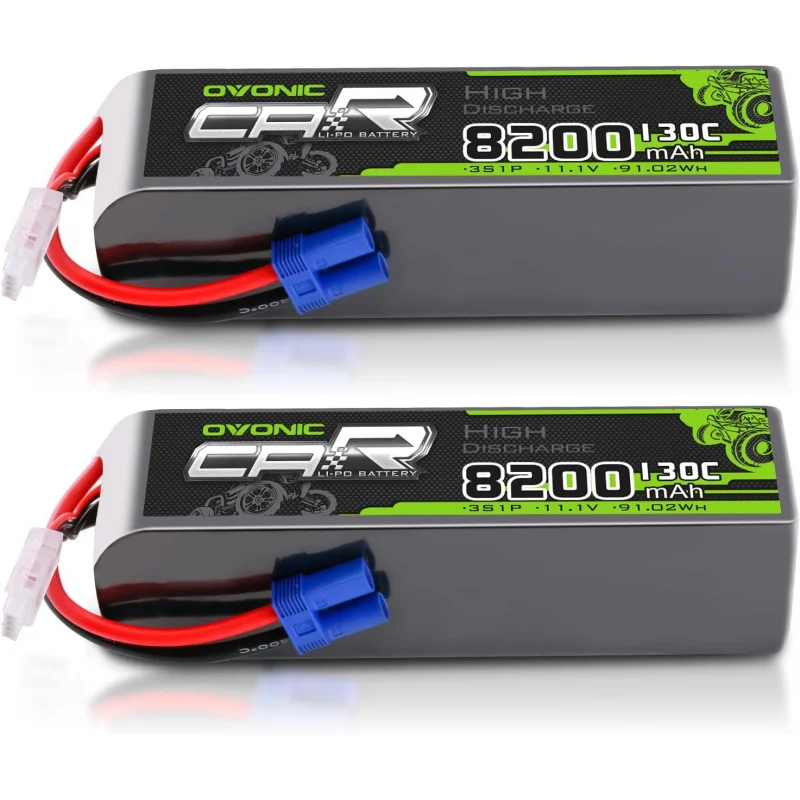 OVONIC 3S LiPo Battery 8200mAh 11.1V 130C RC Battery with EC5 Connector (2 Pack)