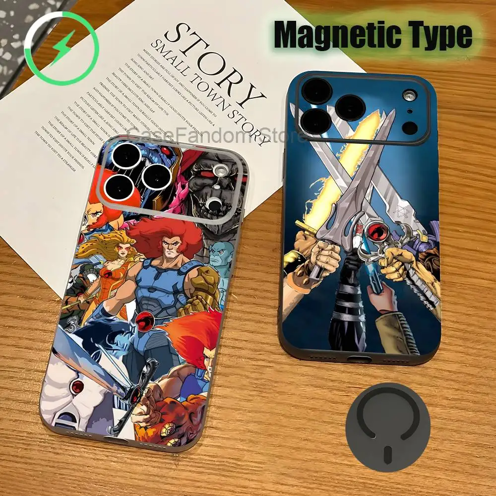 

T-ThunderCats CARTOON For iPhone 17,16,15,14,13,12,11,Pro,Max,Plus Transparent gray Phone Case Magnetic Wireless Charging