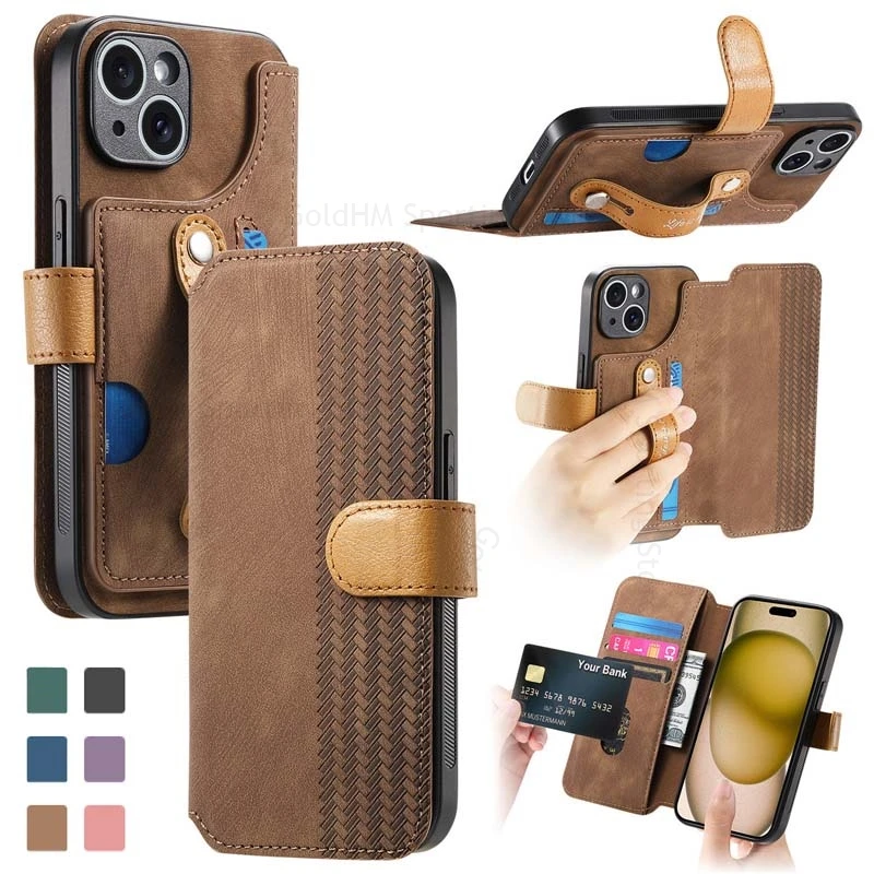 

Flip Wallet Leather Phone Case For iPhone 17 16 Pro Max Card Slot Ring Holder Protection Cover For Apple 16e 17 16 14 15Pro Max