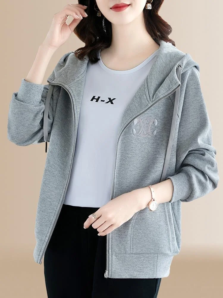 

Ele Women's Hoodie Jaet Autumn Faion Korean Sle Beautiful Personali Spring Summer Top Zipper Closure Cotton Polye...