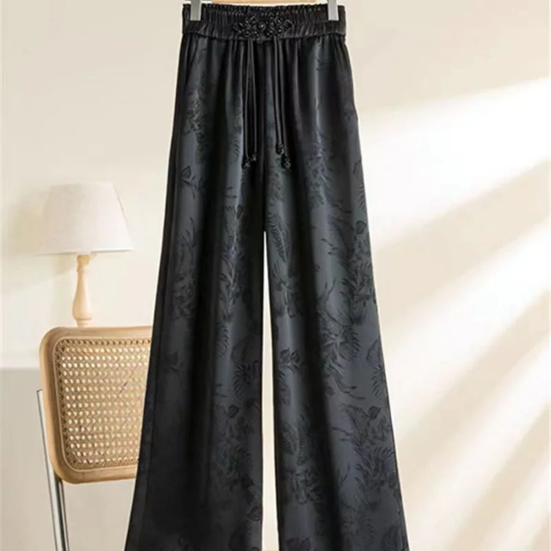 

Wide Leg Pants Women Printed Chinese Style Loose High Waist Leisure Spring Autumn Chic Office Lady Streetwear Y2k Korean Style