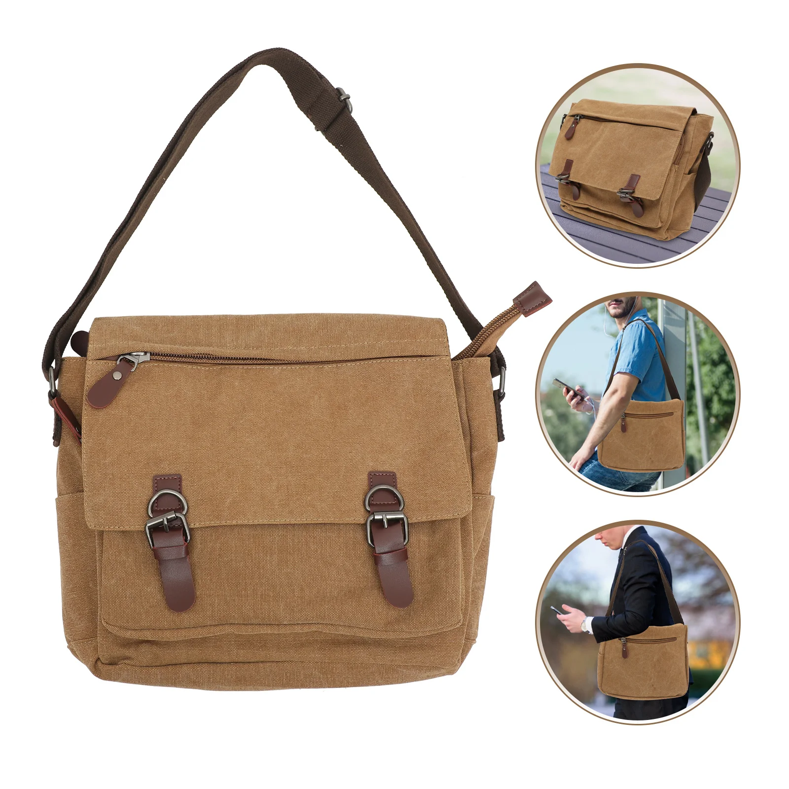 

Men Crossbody Bag Large Capacity Soft Canvas Shoulder Bag Stylish Satchel for School and Work Essentials Cross Body Purse
