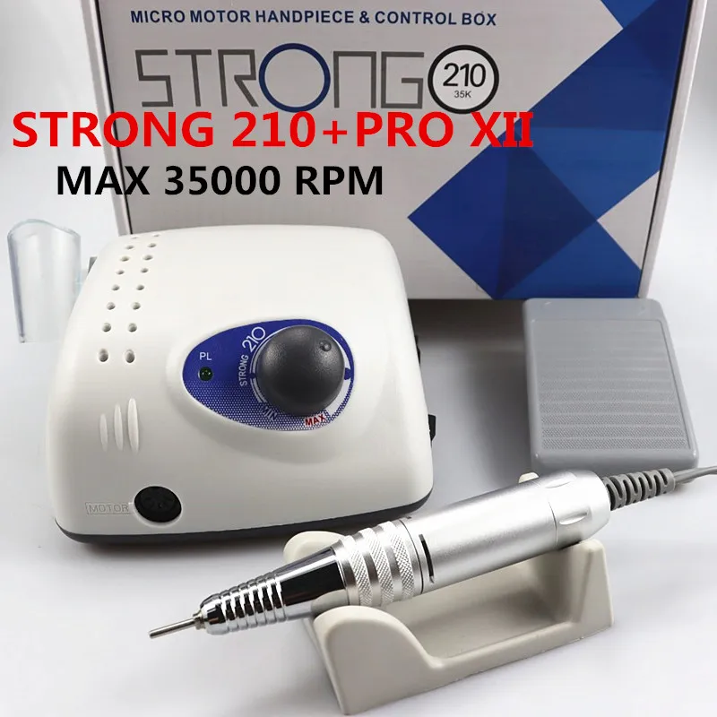 

Strong 210 PRO XII Nail Drill 65W 35000 Machine Cutters Manicure Electric Nail Drill Milling Manicure Machine Polish Nail File