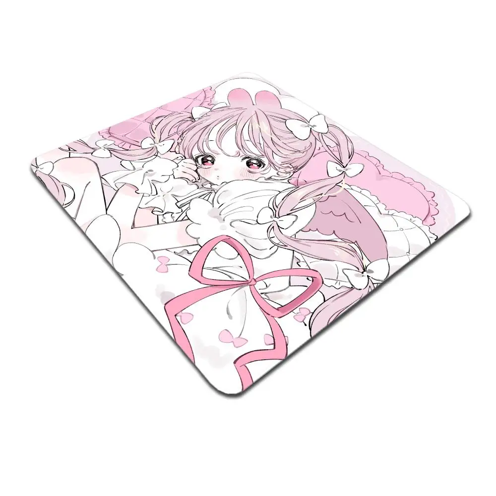 HYBXAXC Kawaii Pink Twin Tail Lolita Anime Girl Sweet Bow Aesthetic Small Mouse Pad Desktop Keyboard Wireless Boy Girl Gift