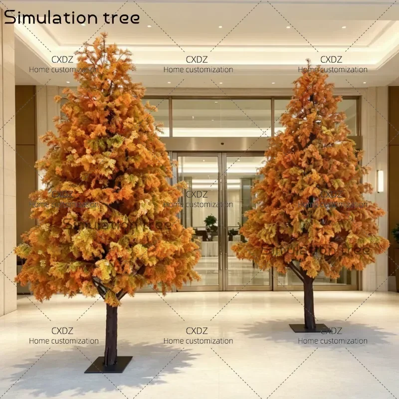 Simulation Redwood Metasequoia Cedar Spruce Fake Tree for Autumn Scenic Layout Shopping Mall Hotel Decoration Modeling