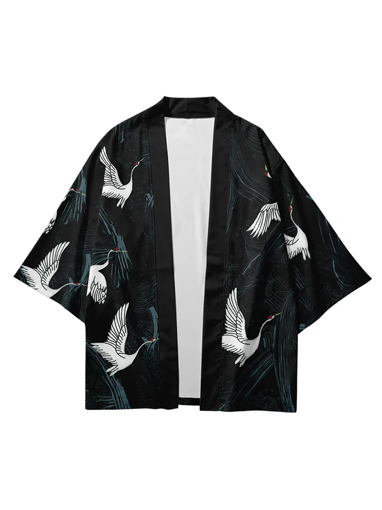 Plus Size 6XL 5XL 4XL Loose Japanese Black White Robe Cardigan Women Men Harajuku Kimono Samurai Cosplay Blouse Yukata Clothing