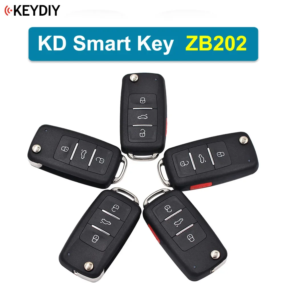 KEYDIY 5PCS/Lot KD ZB202-4 202AJ Smart Remote Key New Type ZB202 Multi-functional ZB Remote Smart Car Key for KDX2 KD MAX