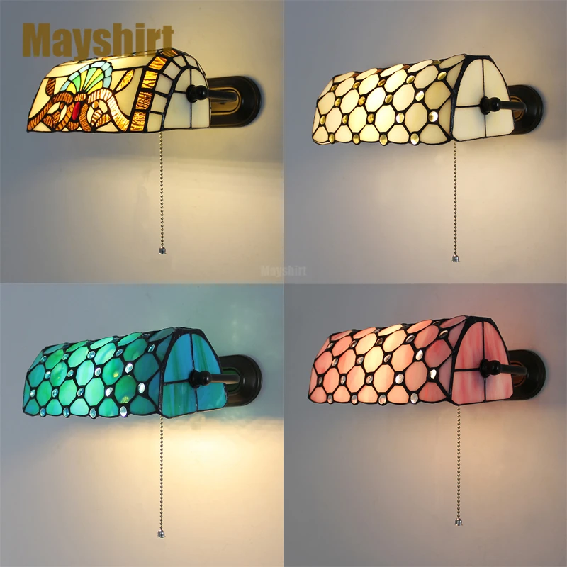 Tiffany Wall Lamp Vintage Baroque Stained Glass Led Wall Lights for Home Bedroom Wall Sconces Bedside Bar Bathroom Mirror Light