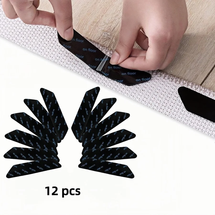 

12 pcs Black carpet clips, reusable and washable removable carpet mat clips, Carpet Stickers,Double-sided reusable carpet tape