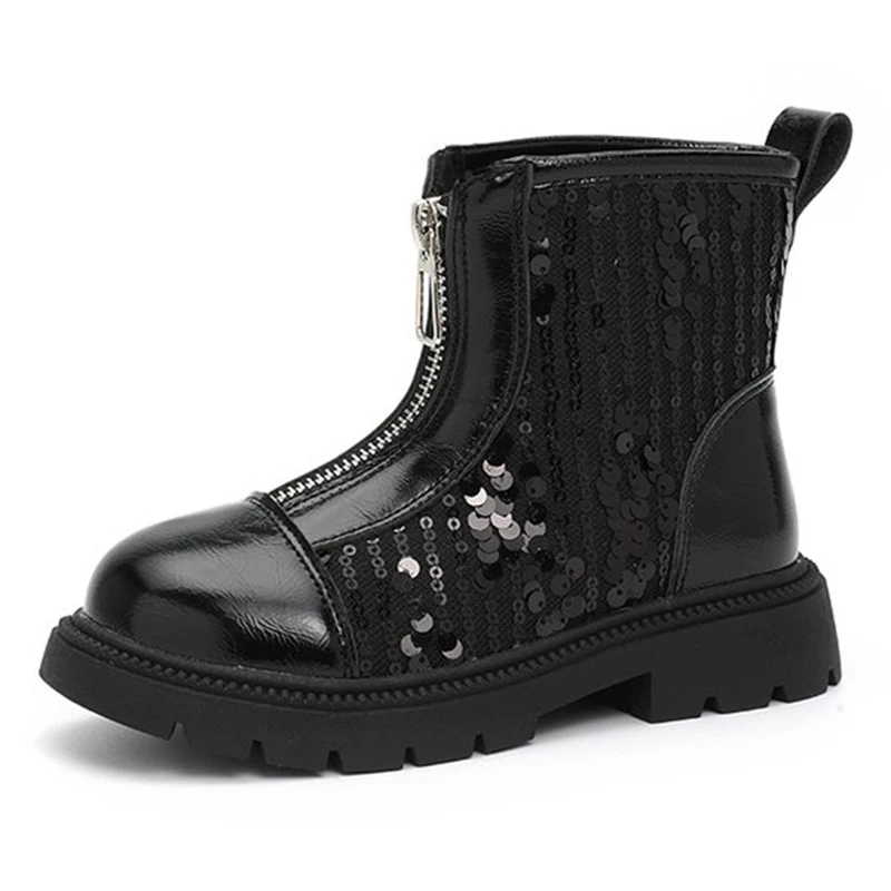 

Children's Sequined Short Boots 2024 Autumn New Fashion Children's Causal Shoes Anti-slip Baby Girls Ankle Boots