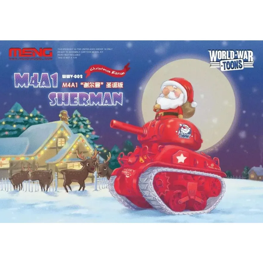 

Plastic Model Tank Xmas M4A1 Sherman Q Editon MENG WWV-002 Assembly Model Christmas Special Gift