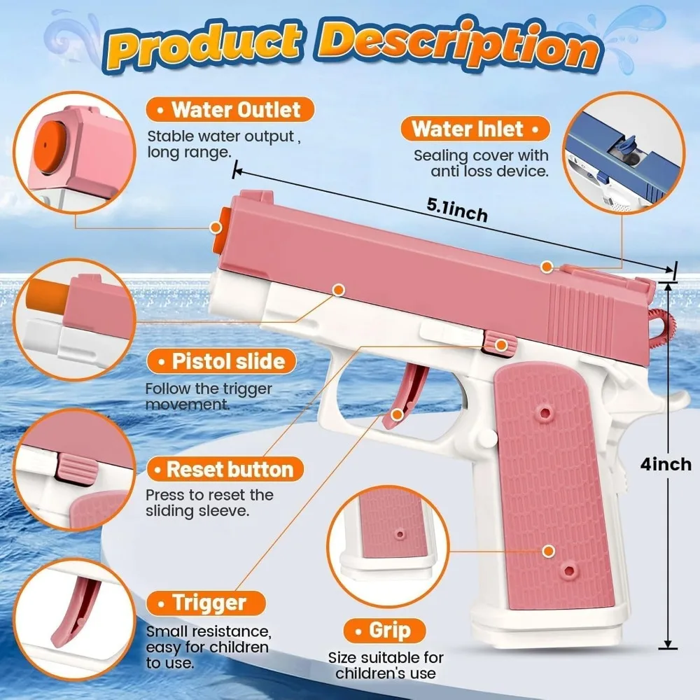 عبوة من مسدسات المياه اليدوية الصغيرة الرائعة - ألعاب مسدس الماء سوبر سكويرت للأطفال والكبار، لعب حمام السباحة على الشاطئ في الصيف في الهواء الطلق، بدون بطارية #4