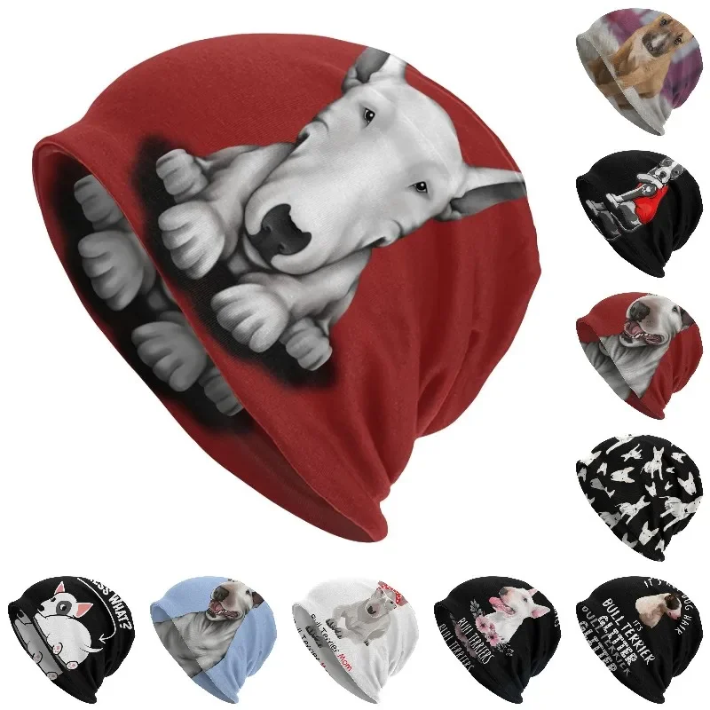 

English Bull Terrier Skullies Beanies Women Men Winter Warm Slouchy Beanie Hat Animal Pet Puppy Knitting Bonnet Cap for Ski