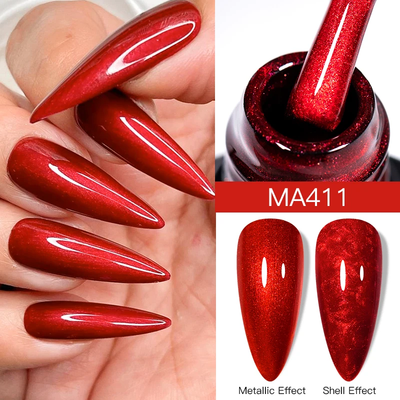 MEET ACROSS 7 ml schimmernder metallischer Nagelgellack mit Glitzer-Spiegeleffekt, Nagelzubehör, Vernis-Gel für Nägel, UV/LED, DIY-Maniküre