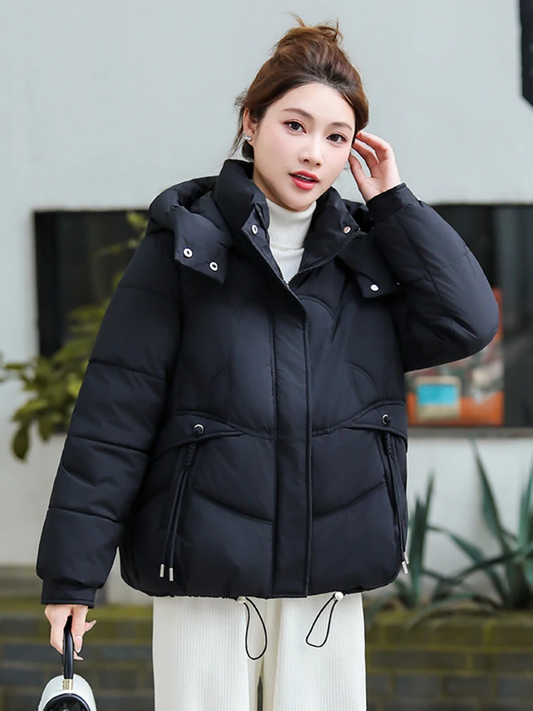 

Женская хлопковая съемная шапка Jaet, зимняя свободная верхняя одежда с мультяшным кроликом, корейская длинная свевая молния