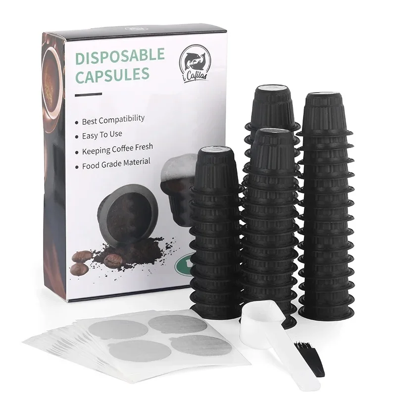 Disposible Empty for Nespresso Coffee Capsule  Refillable Filter Tamper Press Tool Plastic Caspsule free