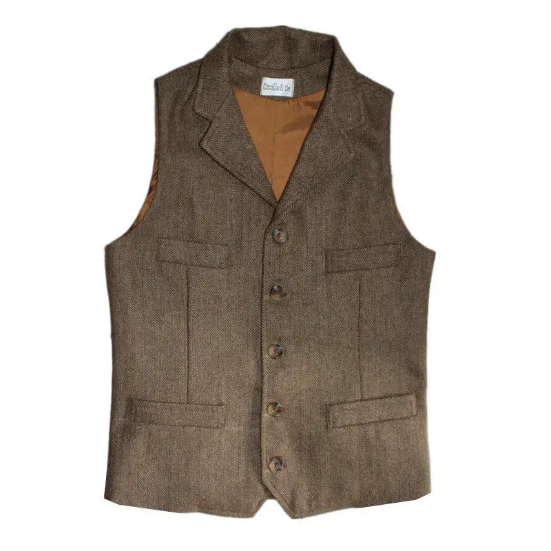 

Men's Clothing Spring and Autumn American Retro Classic Wool Tweed Vest Suit Woolen Casual Vest