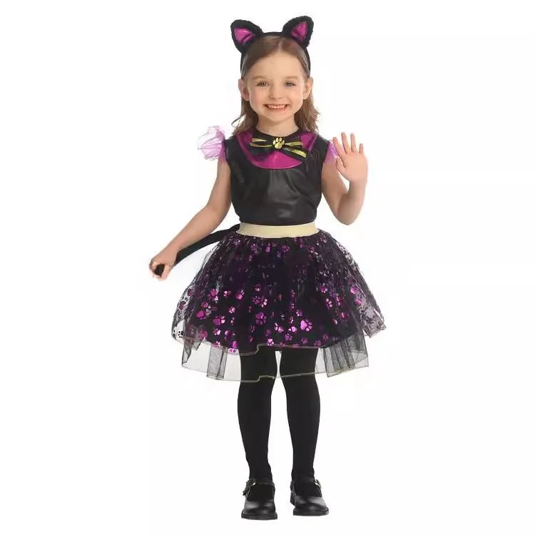 

Halloween Children's Black Witch Performance Costume S0059 Includes Hat Masquerade Witch Performance Outfit Stage Wear