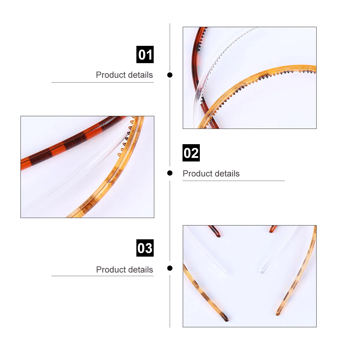 

6Pcs Toothed Plastic Hair Band Elastic Head Hoop for Men Women Children Non-Slip Hairband Fashion Hair Decoration