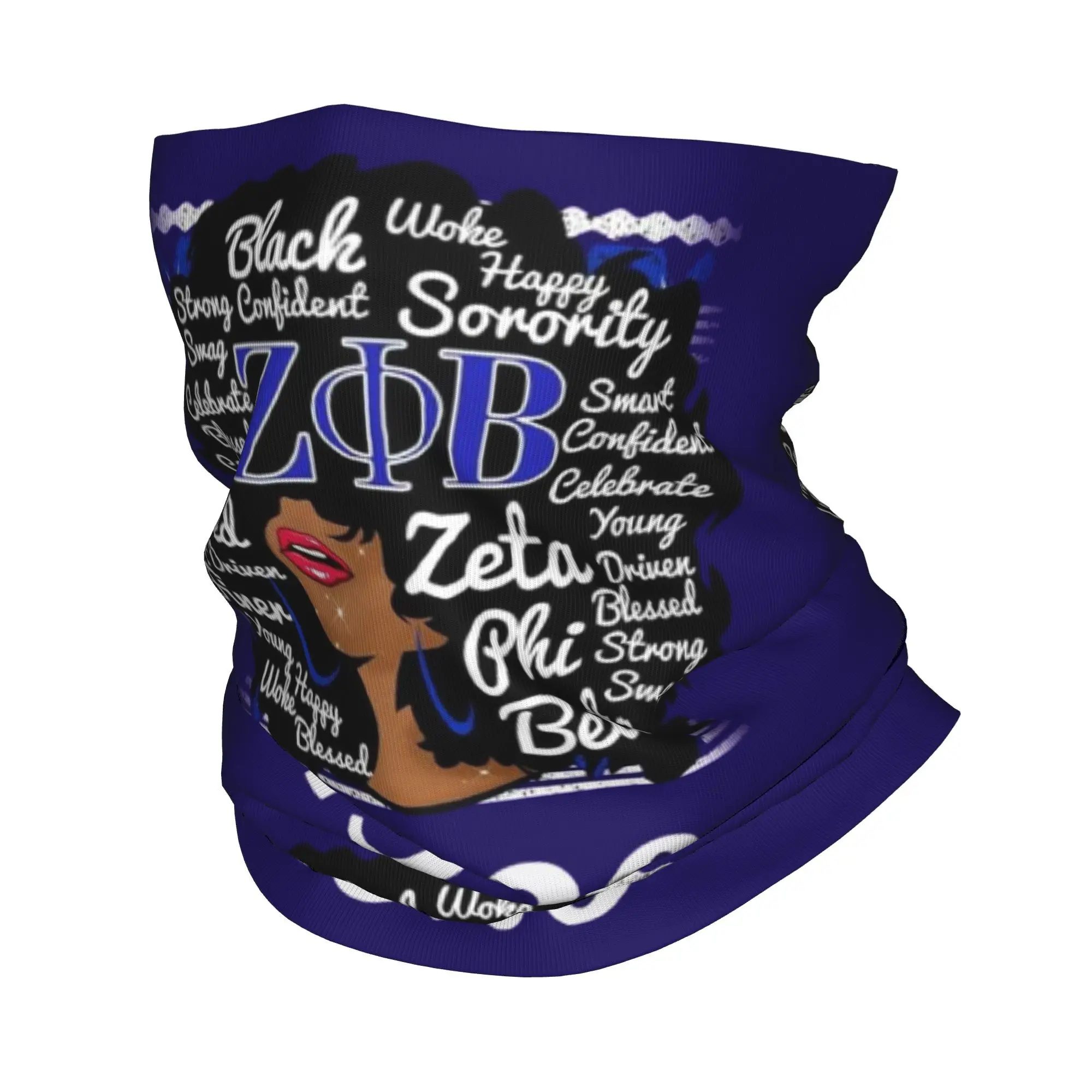 

Custom Zeta Phi Beta Woman Bandana Neck Gaiter for Ski Hunting Men Women Wrap Scarf ZOB Greek Letter 1920 Headband Warmer