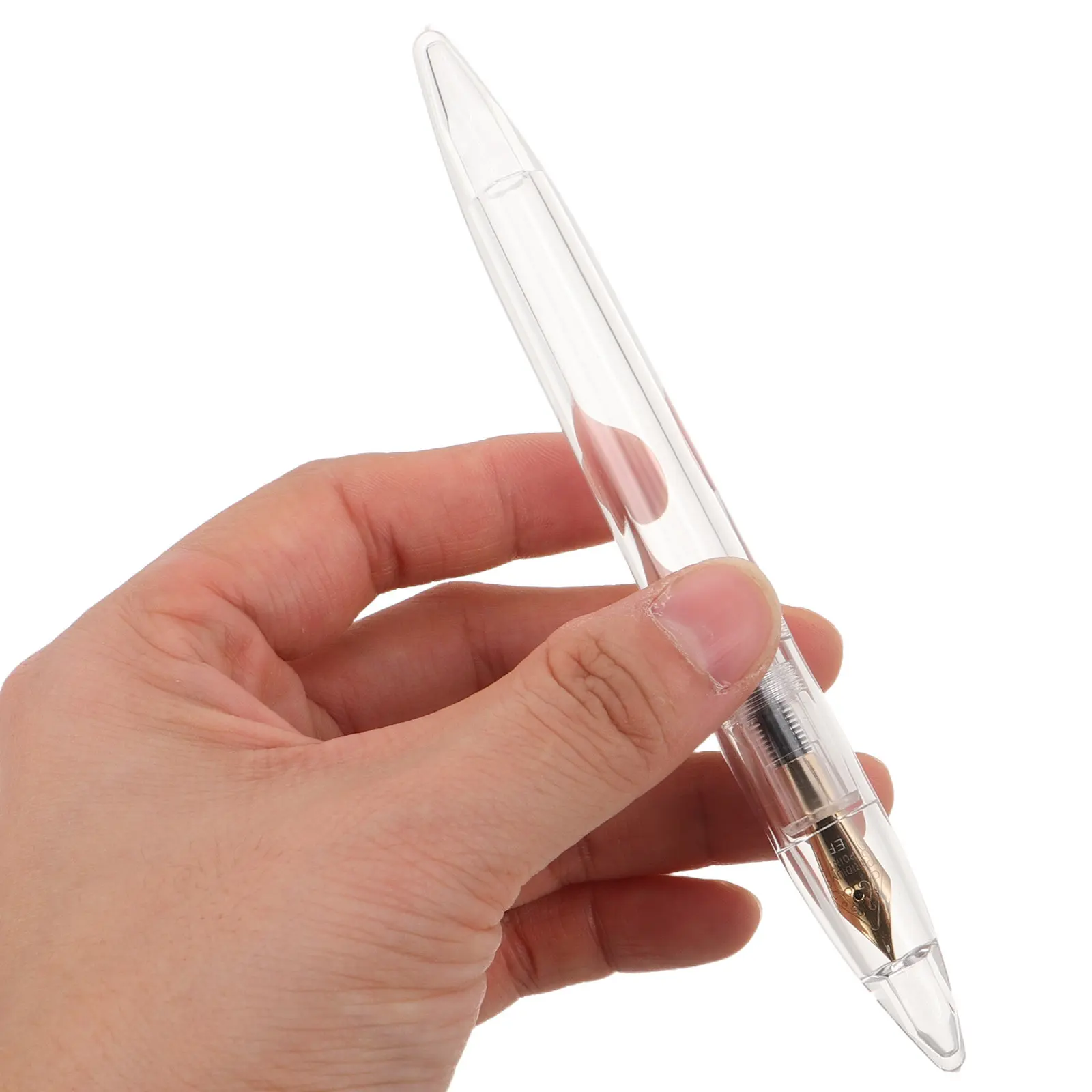 

Large Capacity Fountain Pen Transparent Acrylic 0.5mm Fine Nib Refillable Ink for Office School Art Journaling Drawing Red