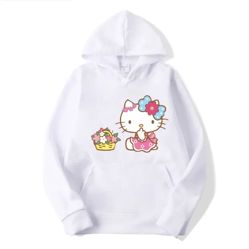 Felpa con cappuccio anime da donna Sanrio Cartone animato giapponese Prodotto Sanrio Giacca carina Kawaii Hello Kitty Cappotto invernale a maniche lunghe da donna