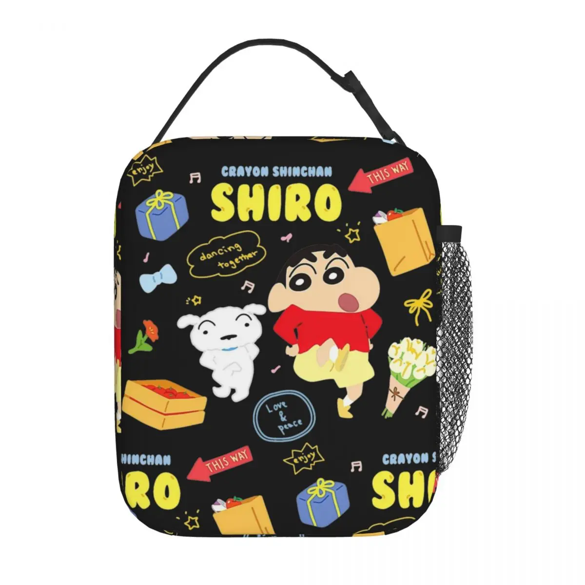 Crayons Shin-Chans Insulated Lunch Bags Portable Meal Container Thermal Bag Tote Lunch Box College Travel Food Bag