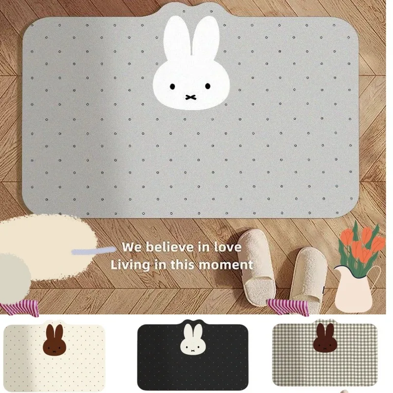 

Cartoon Miffitu Diatom Mud Bathroom Floor Mat Water Absorption Non-slip Toilet Toilet Room Door Foot Mat Carpet
