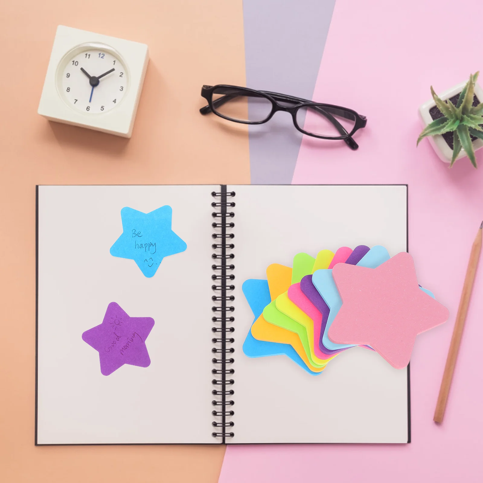 16Pcs Star Shaped Sticky Notepads Colorful Adhesive Memo Pads for Office School Home Use Smooth Writing Surface Self Stick Note