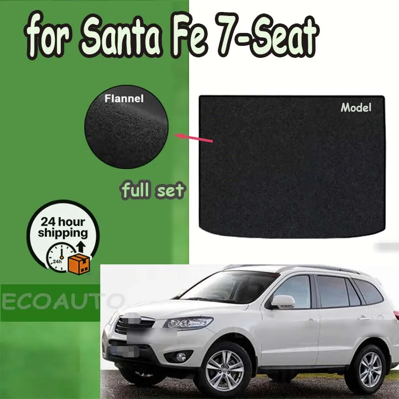 PRIMEMAT  Rear Trunk Mats For Santa Fe 7-Seat 	2006-2012 Cargo Liner Tray Luggage Floor