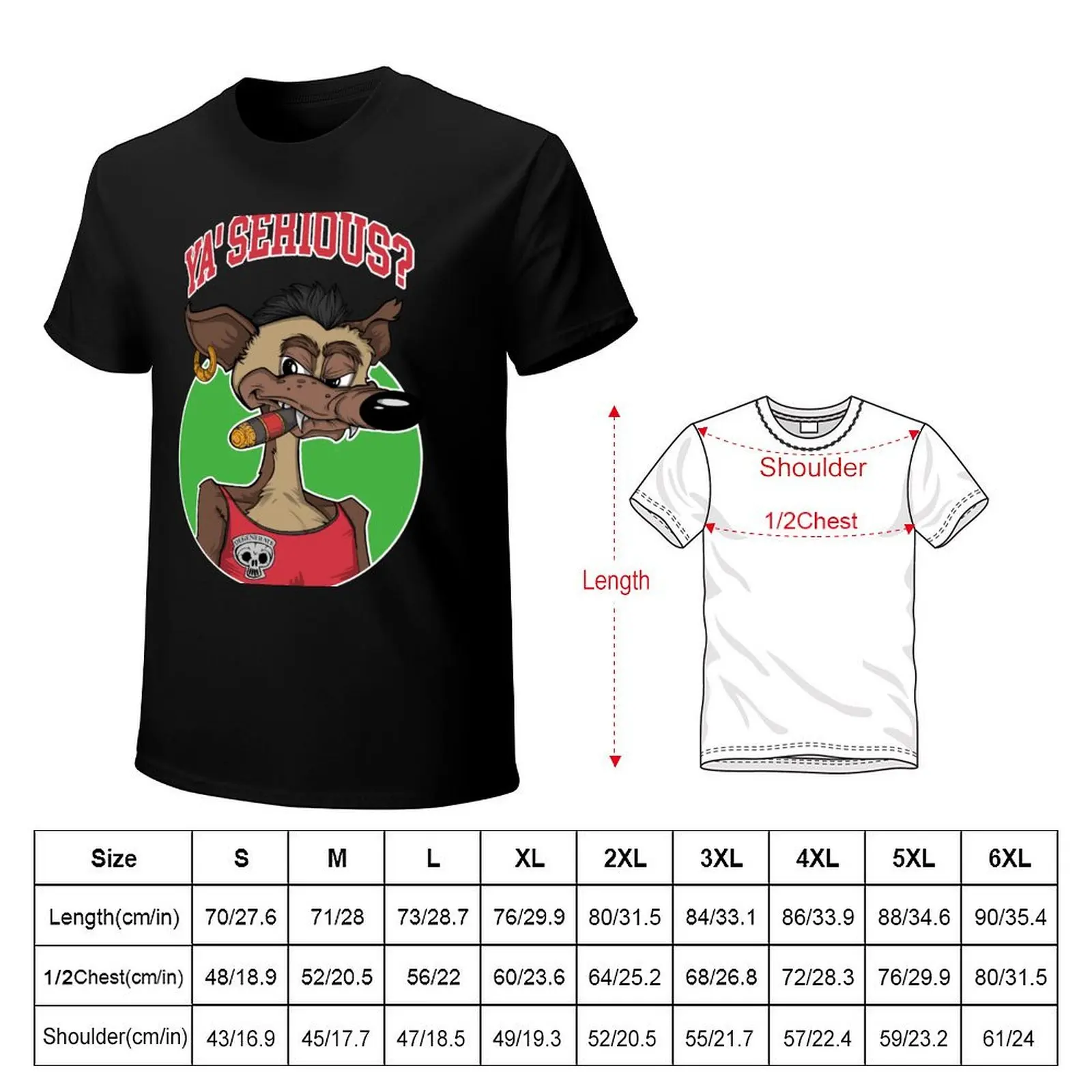Ya' Serious – Sneaky Coyote Cartoon in Degen Style T-Shirt Vintage Style Printed Top