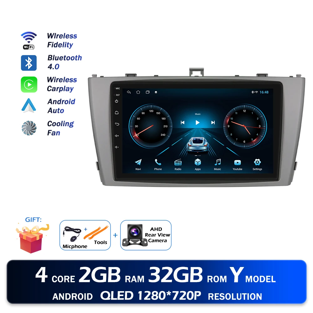 Android 16 QLED 2000*1200 P Voor Toyota Avensis T27 2008-2015 GPS Navigatie Multimedia Speler Auto draadloze CarPlay WIFI 4G