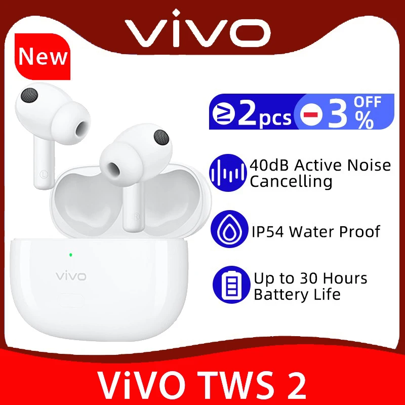 

Vivo TWS 2 Earphone Wireless Bluetooth 5.2 Earbuds 30H Long Battery 3 Mic Deep Noise Cancellation AptX Adaptive For X60 Pro X50