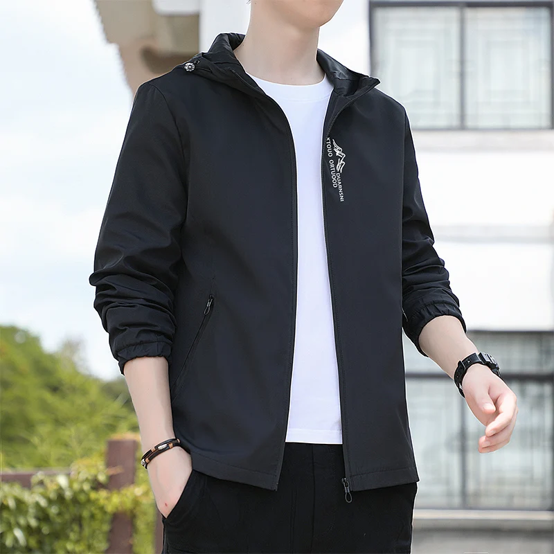 

2025 Autumn New Jacket Men's Casual Trend Windbreaker Jacket Spring and Autumn Men's Hooded Printed Top