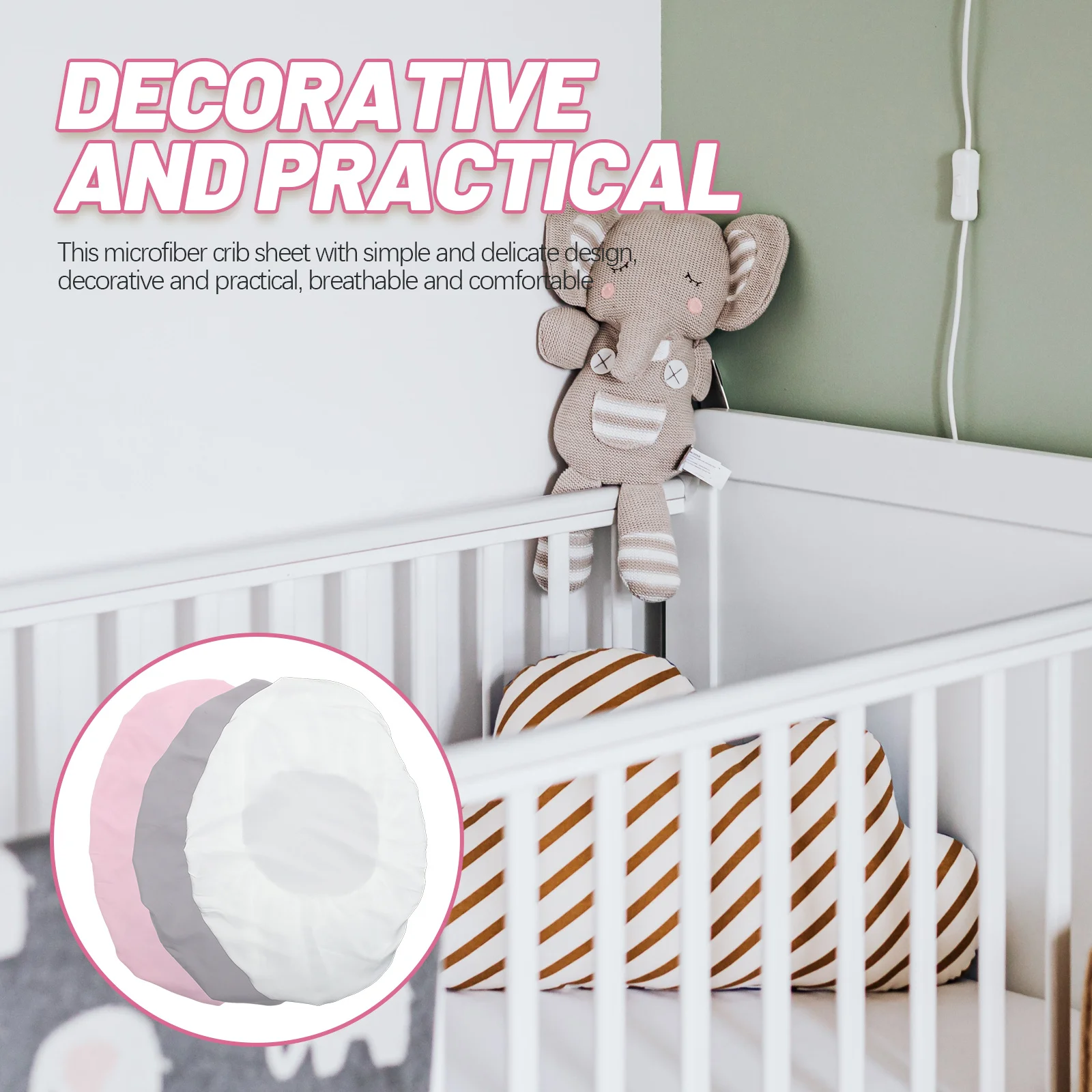 

3Pcs Baby Crib Fitted Sheets Microfiber Mattress Sheet Toddler Bed Sheets Washable Microfiber Crib Mattress Sheet