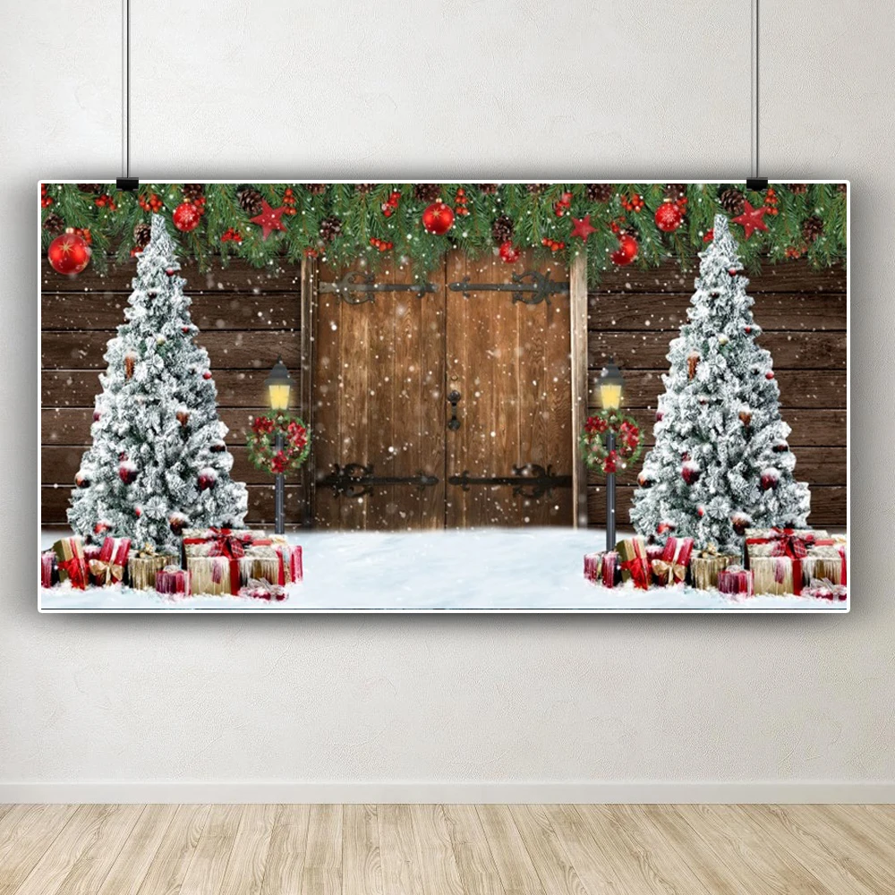 Merry Christmas Santa Claus Gifts Backdrop Window Baby Photo Photographic Party Decor Photography Background Photo Studio Props