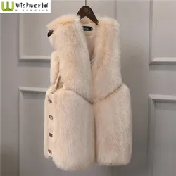 Autumn and Winter Korean Version Faux Fur Vest with Slimming Effect Thick Splicing Versatile Fox Fur Short Shoulder Design