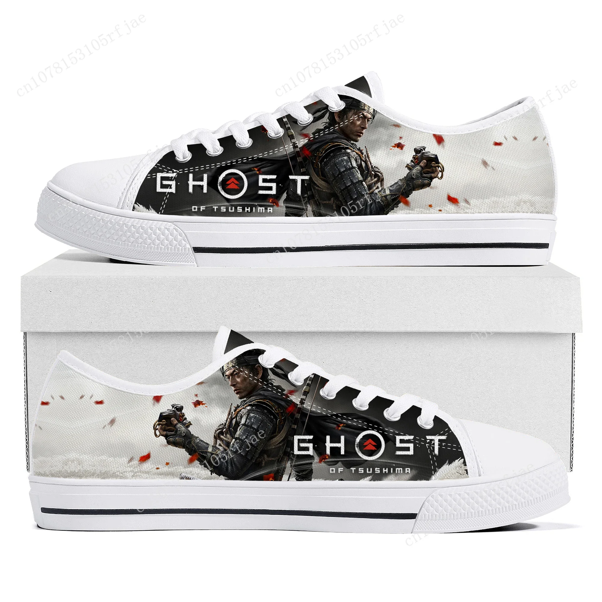 

Ghost of Tsushima Low Top Sneakers Cartoon Game Women Men Teenager High Quality Fashion Canvas Sneaker Couple Custom Built Shoes