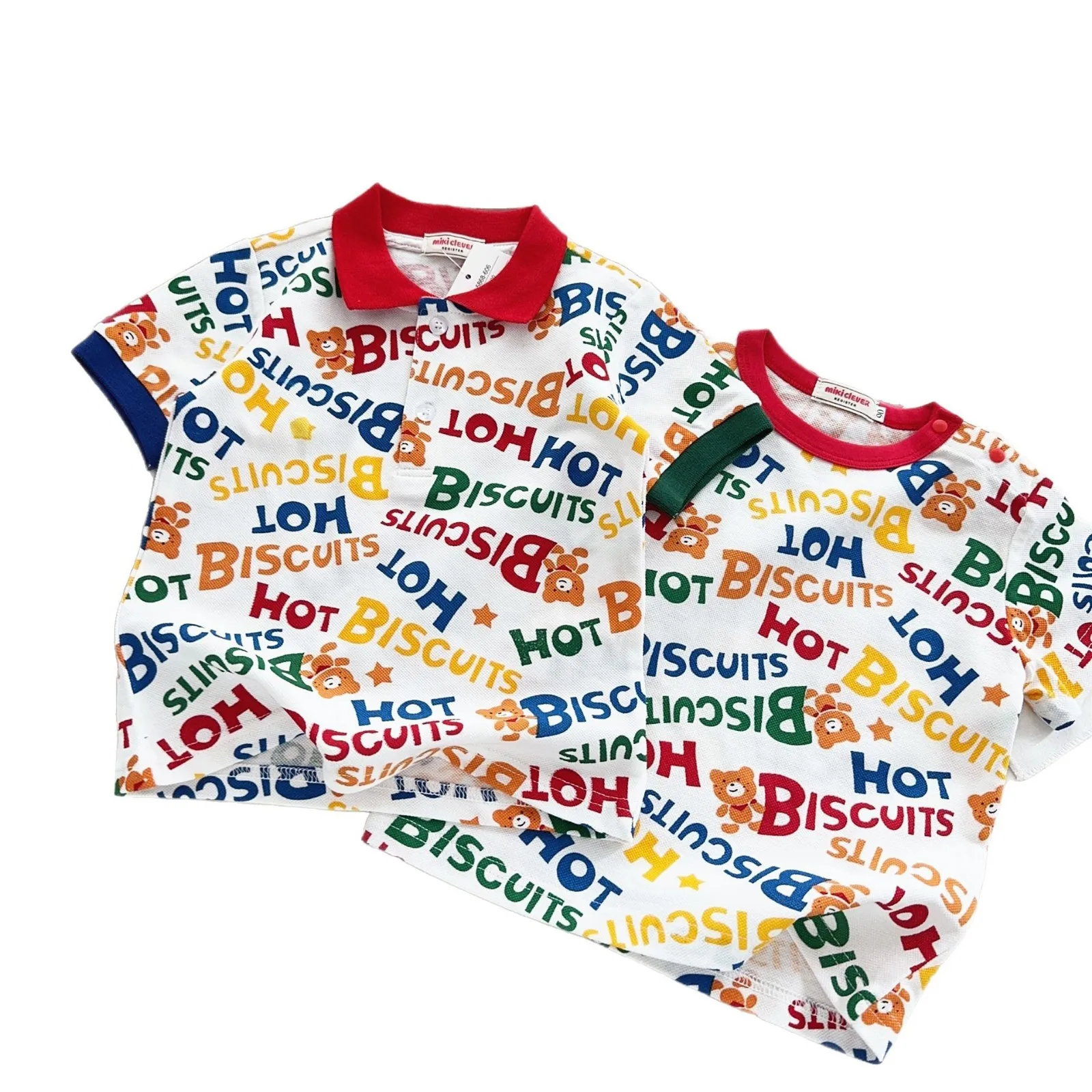 

Children's Summer New Short Sleeve Polo Japanese 2025 Summer New Boys' Letter Full Print Western Half Sleeve Top
