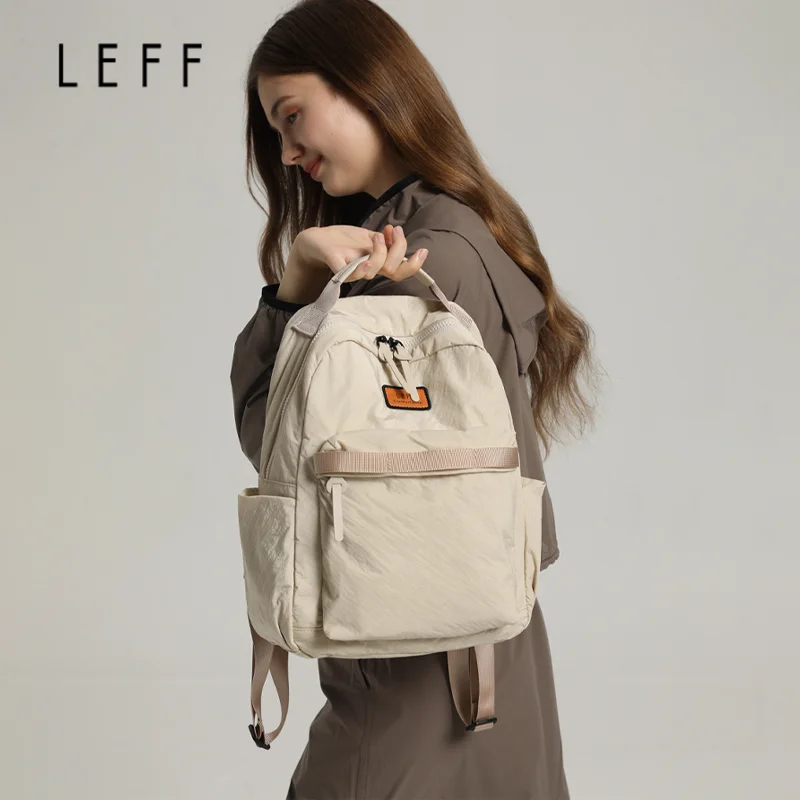 

LEFF 2025 New Trendy Women Backpack Casual Travel Outdoor Large Capacity Backpacks Solid Color Waterproof School Bags Laptop Bag