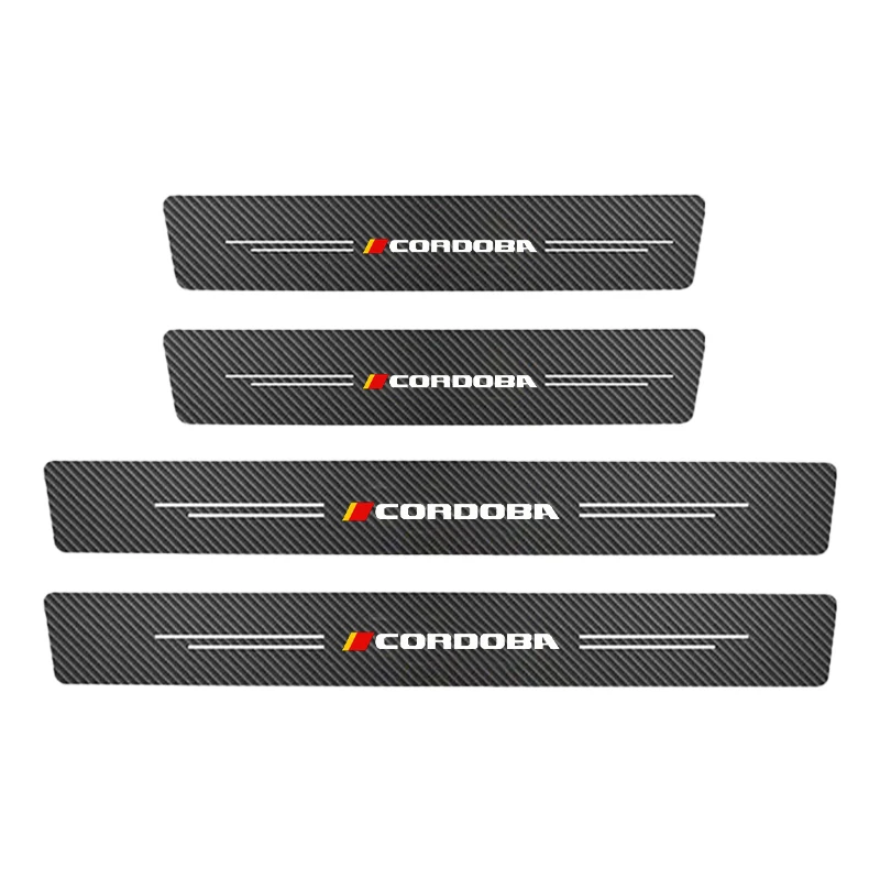 4pcs Carbon Fiber Car Door Sill Sticker For seat LEON AROSA ATECA CORDOBA IBIZA MII Carbon Guard Strips