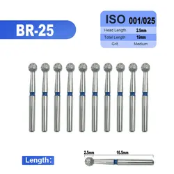 10 szt. Dental Laboratory wiertła diamentowe Drill FG 1.6mm Dia-Burs Drills for Medium