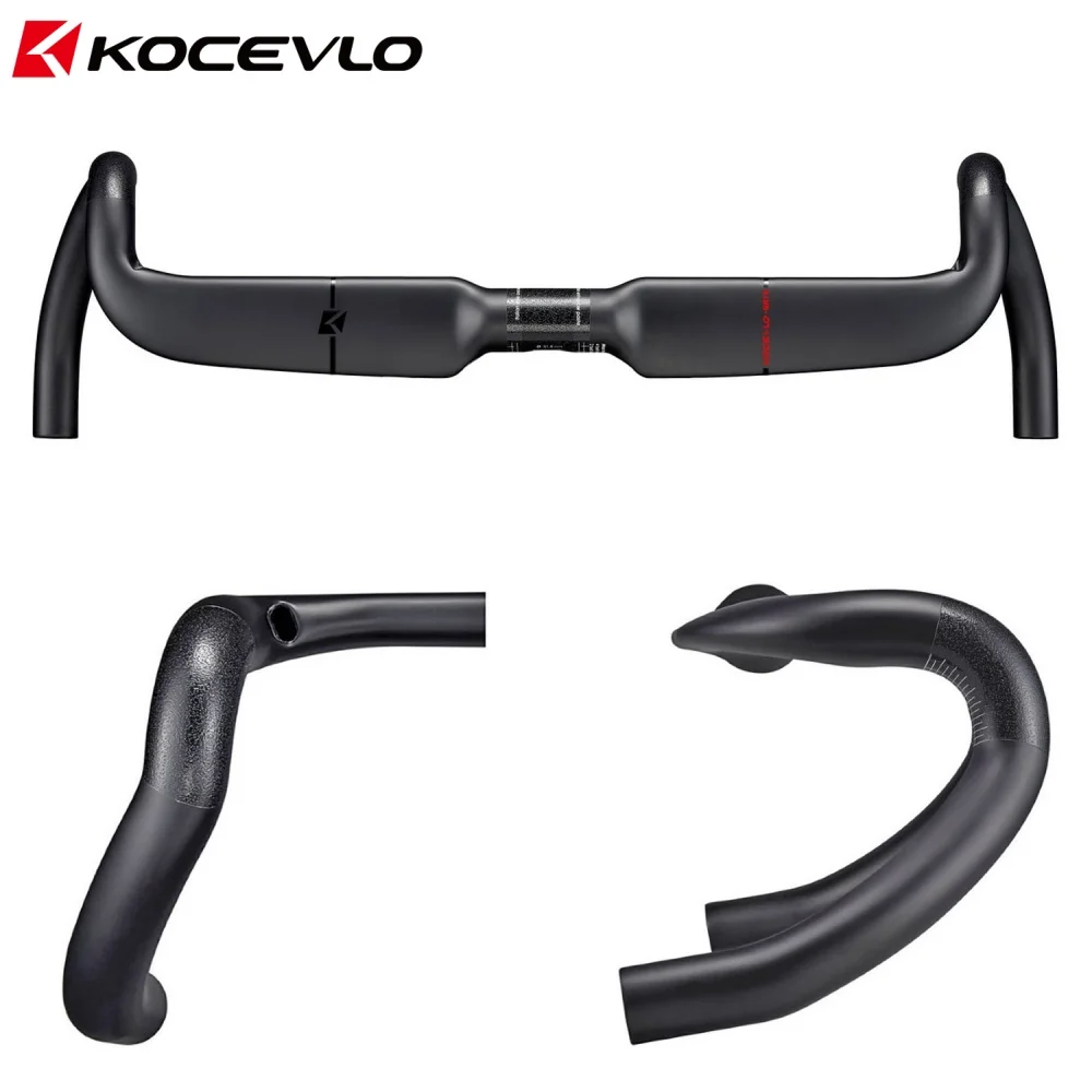 KOCEVLO Carbon-Gravel-Lenker, leicht gebogen, für Rennräder, interne Kabelführung, Rennradlenker 380/400/420/440mm – Detail 1